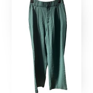 English green Zara trousers, wide leg elastic waistband and 4 pockets size S EUC